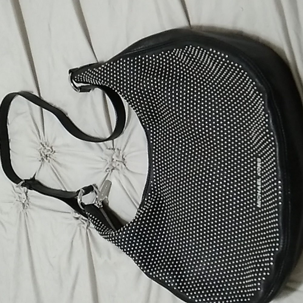 Michael Kors black leather studded crossbody bag